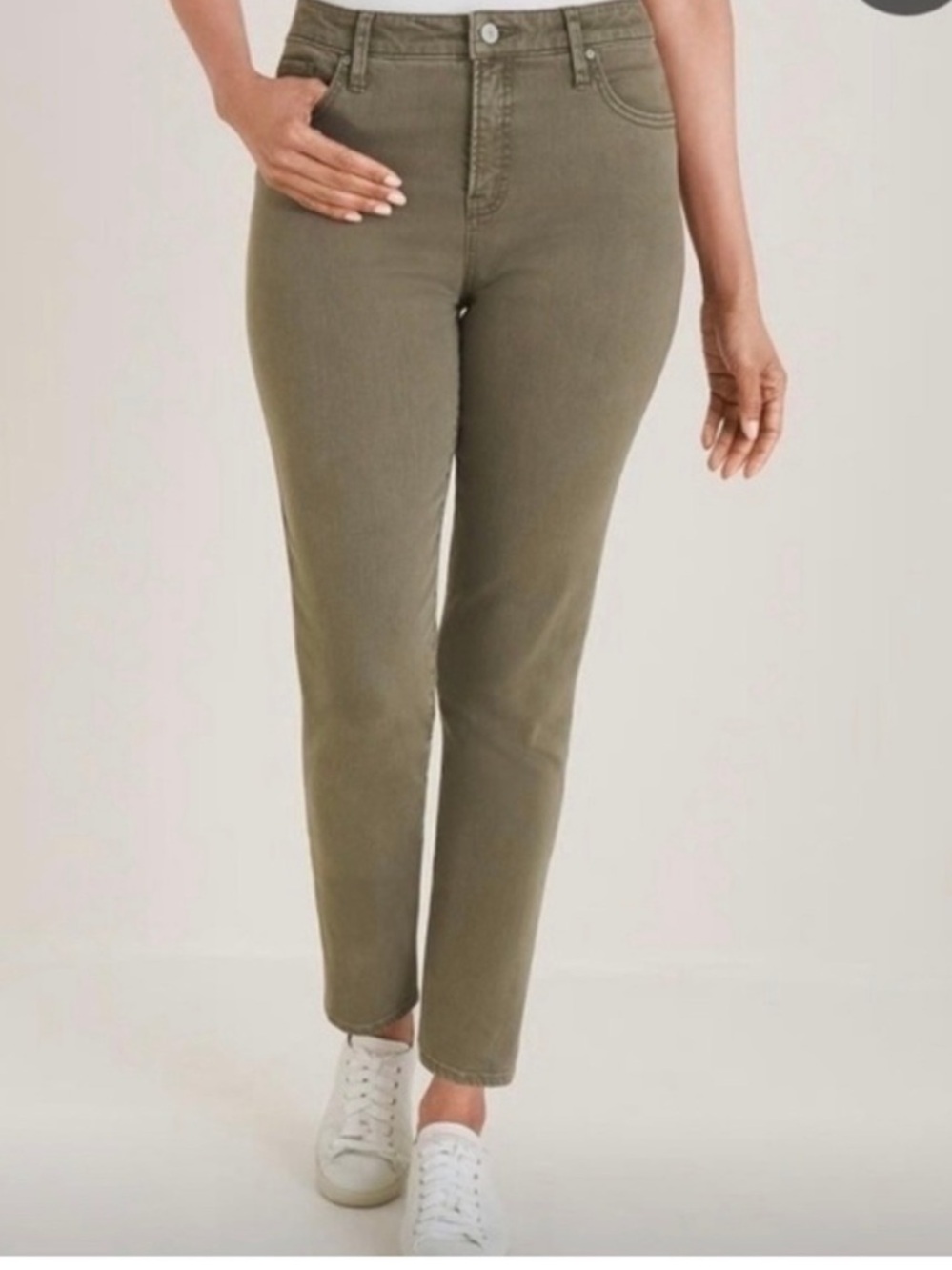 Chico's‎ Green So Slimming Girlfriend Crop Jeans Stretch Denim size 1 / US 8